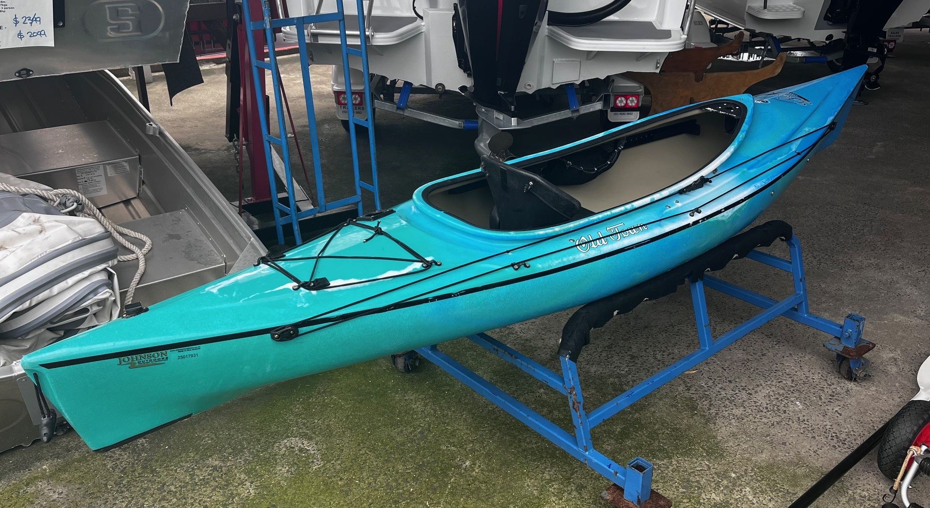 Used Old Town Loon 111 kayak with trolley and paddle