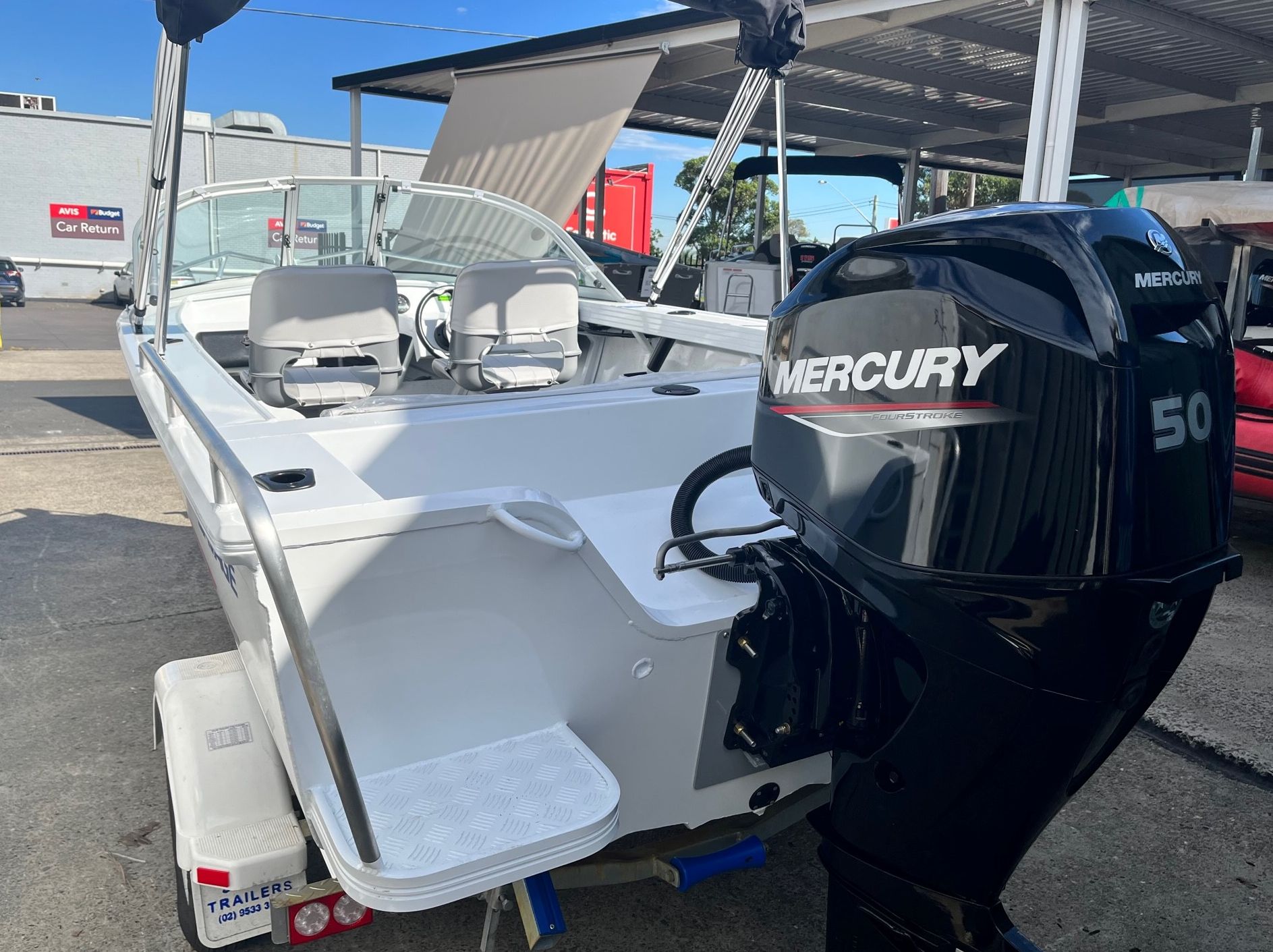 Savage 435 Bay Cruiser package with Mercury 50hp and trailer (IN STOCK)